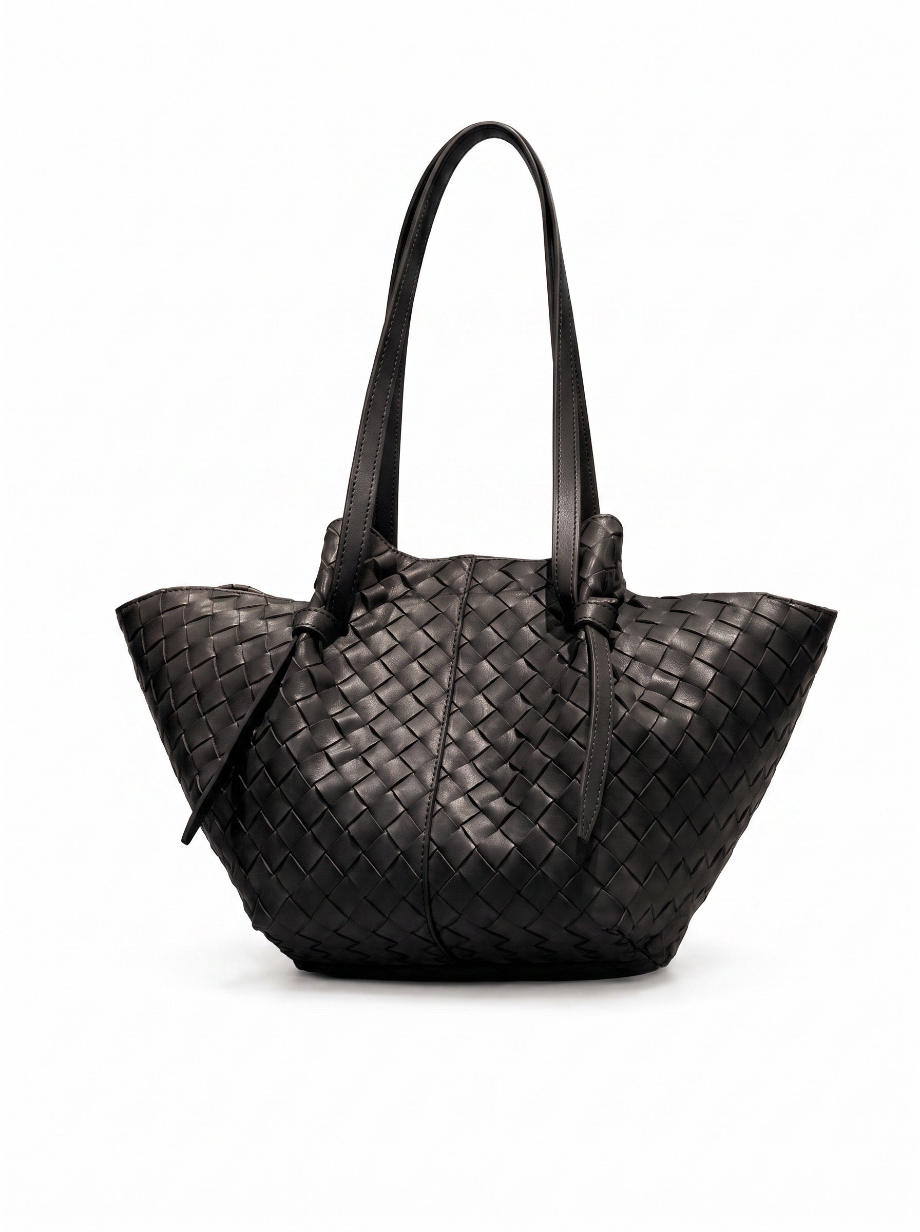 Noho Woven Tote Vegan Leather Tote with Removable Insert | ETANA NEW YORK- Pre-sale